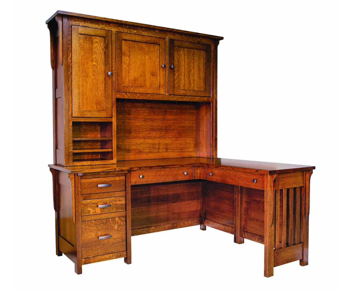 Boston Corner and Return Desk with Hutch - 64"W